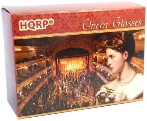 3 x 25 Opera Glasses w/Crystal Clear Optic (CCO) Platinum with Silver Trim w/Necklace Chain by HQRP