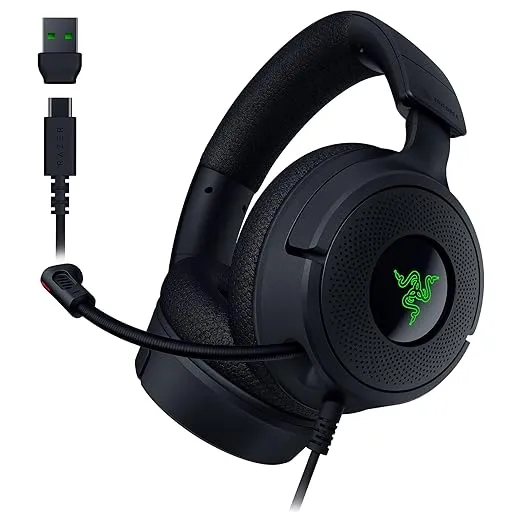 Razer Kraken V4 X Wired Gaming Headset: 40 mm Drivers - Cardioid Mic - Memory Foam Cushions - Chroma RGB Lighting - Type C & Type A Cable - for PC, Mac, PS5, Nintendo Switch, Steam Deck, Smartphone