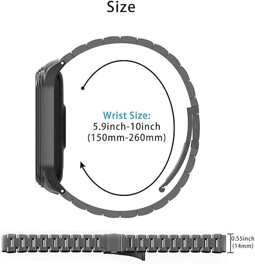 MIJOBS Mi Band 7 Mi Band 6 Strap for Xiaomi Mi Band 5 4 3, Stainless Steel Watch Band Metal Replacement Bracelet Wristband for Mi Smart Band 5