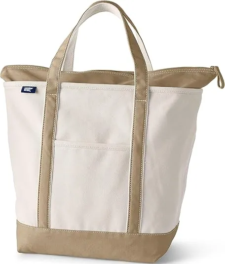 Lands' End Zip Top Canvas Tote Bag