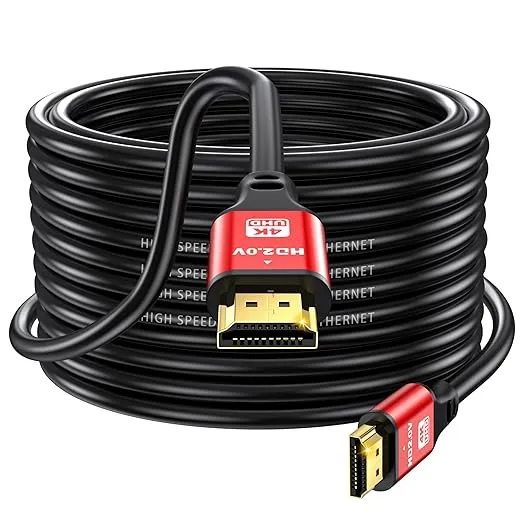 HDMI Cable 50ft, 4K@60Hz, 18Gbps High Speed HDMI 2.0 Cord, Ultra HD,Ethernet Audio Return,Video 4K,1080p,3D,Arc, HDR Compatible with Xbox,PS5/PS4,HDTV,Laptop ect(Red)