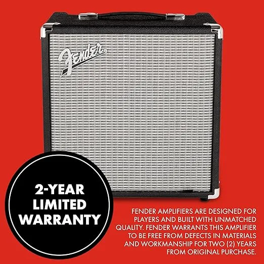 Fender Rumble 25 V3 Bass Amp for Bass Guitar, Bass Combo, 25 Watts, with 2-Year Warranty 8 Inch Speaker, with Overdrive Circuit and Mid-Scoop Contour Switch