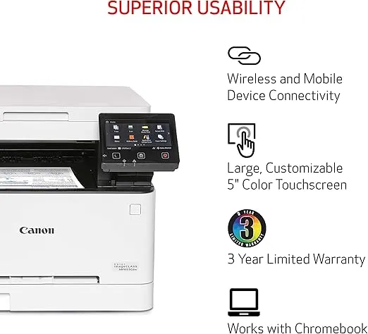 Canon Color imageCLASS MF653Cdw - Multifunction, Duplex, Wireless, Mobile-Ready Laser Printer with 3 Year Limited Warranty, White