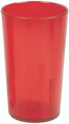 12 oz. Restaurant Tumbler Beverage Cup, Stackable Cups, Break-Resistant Commmerical Plastic, Pebbled Texture, Set of 6 - Ruby Red