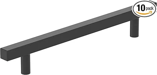 Amerock 10BX37178MB | Matte Black Cabinet Pull | 6-5/16 inch (160mm) Center-to-Center | 10 Pack | Bar Pulls Square | Furniture Hardware