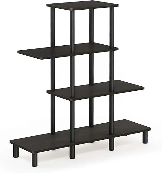 Furinno Turn-N-Tube 4-Tier Design Display Rack, Espresso/Black