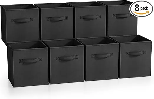 Sorbus Fabric Storage Cubes - 8 Foldable Storage Bins for Organizing Pantry, Cubbies, Toy Box - Clothes Storage & Closet Organizer - 11 Inch Collapsible Cube Baskets for Shelves with Handle