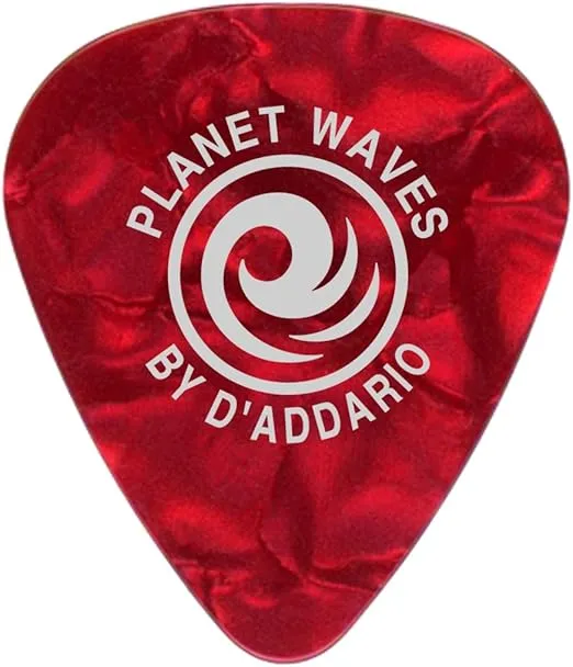 D'Addario Celluloid Guitar Picks - Guitar Accessories - Guitar Picks for Acoustic Guitar, Electric Guitar, Bass Guitar - Natural Feel, Warm Tone - Red, Medium 0.70mm, 10-pack