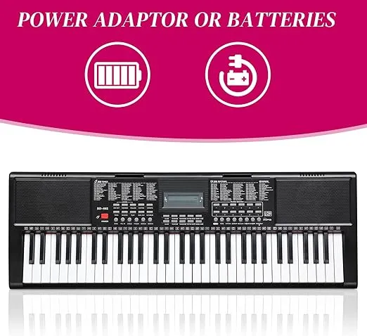 GLARRY 61-Key Portable Electronic Piano Keyboard for Beginner w/Lighted Keys, LCD Screen, Microphone, Headphones, 3 Teaching Modes, Built-In Speakers