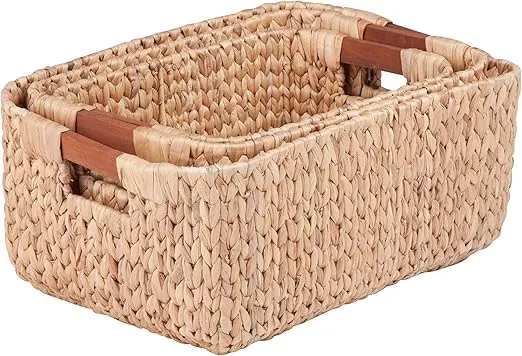 Honey-Can-Do 3pc sq Natural Baskets STO-04465 Natural