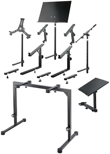 K&M Konig & Meyer 18810.015.55 Table Style Keyboard Stand Omega - Sturdy Height Adjustable Frame - Folds Flat Portable - Fits Piano and Electric Keyboards - For Adult and Youth Musicians - Black