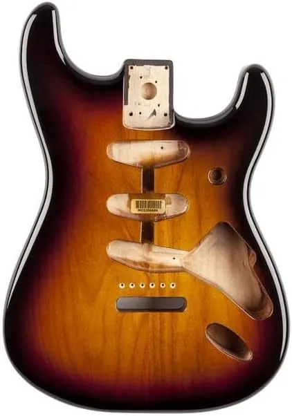 Fender Alder Stratocaster Body, Vintage Bridge Routing, SSS Pickup Routing, 3-Color Sunburst