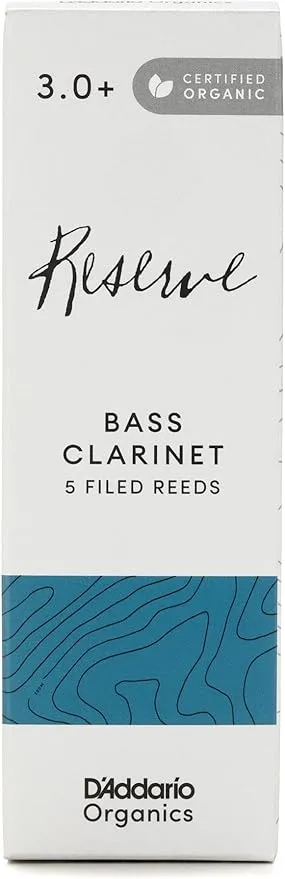 D’Addario Organic Reserve Bass Clarinet Reeds - Filed, Strength 3.0+, 5-Pack