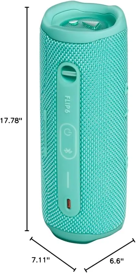 JBL Flip 6 - Portable Bluetooth Speaker, powerful sound and deep bass, IPX7 waterproof, 12 hours of playtime, JBL PartyBoost for multiple speaker pairing for home, outdoor and travel (Teal)