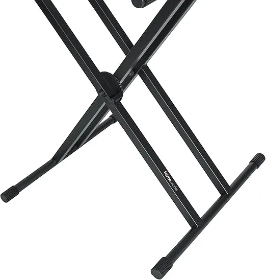 Gator Frameworks Deluxe Two Tier X-Style Keyboard Stand with Adjustable Height and Leveling Feet Black (GFW-KEY-5100X)