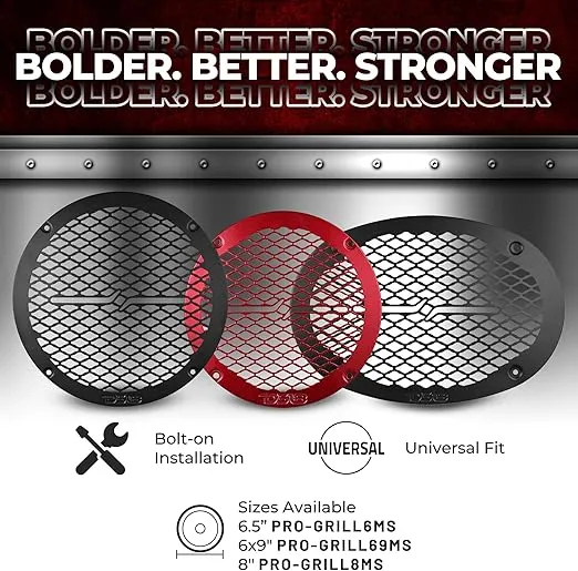 DS18 PRO-GRILL6MS/BK PRO 6.5" Slim Metal Mesh Speaker Grill - Universal Fit 6.5 inches - Protective Speaker Cover Mesh - Protect Your Speakers - Black - Each