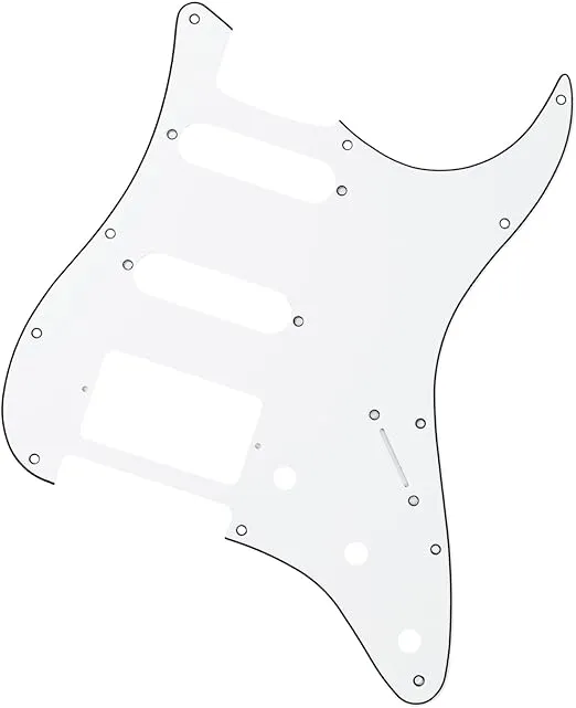 Banworks 3 Ply Strat HSS Pickguard 11-Hole Electric Guitar Pickguard SSH Scratch Plate for USA/Mexican Modern Style Standard Stratocaster ST JT/HB-02 White