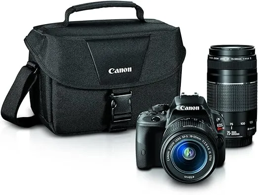 Canon EOS Rebel SL1 Digital SLR with 18-55mm STM + 75-300mm f/4-5.6 III Lens Bundle (Black)