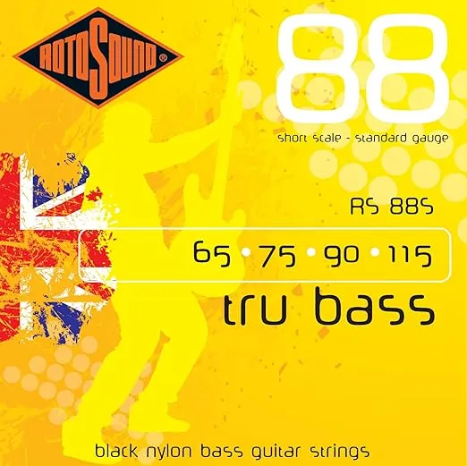 Rotosound RS88S Black Nylon Flatwound Short Bass Guitar Strings (65 75 90 115)