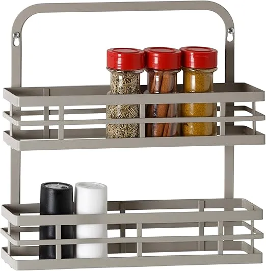 Honey-Can-Do Honey Can Do Cabinet Door Spice Rack with Over the Door Hooks, Gray KCH-09427 Grey