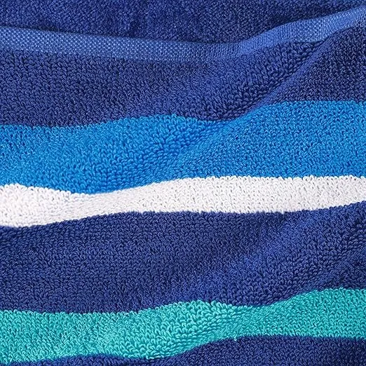 SUPERIOR 100% Cotton Luxury Beach Towels - Oversized Beach Towel, Swim Towel, Blue Sefina Stripes (34" x 64")