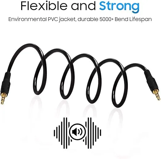 Cmple - 3.5mm Aux Audio Cable Stereo 3 ft AUX Cable Male to Male Speaker Cable Auxiliary Cord Adapter for Car, Phone, Headphones - Black