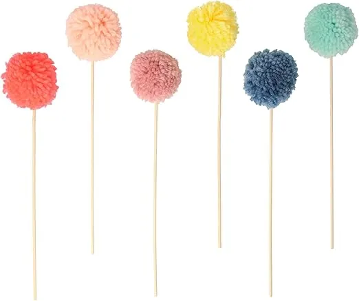 Meri Meri Multi Pompom Cake Toppers (Pack of 6)