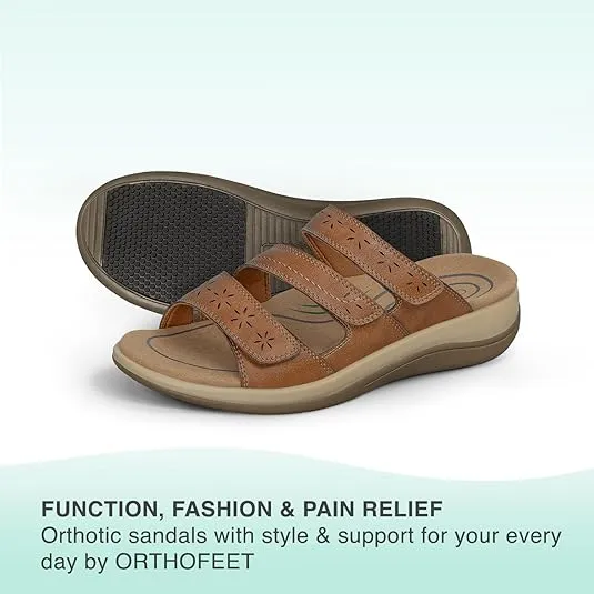 Orthofeet Women's Orthopedic Stretchable Slide Sahara Sandals