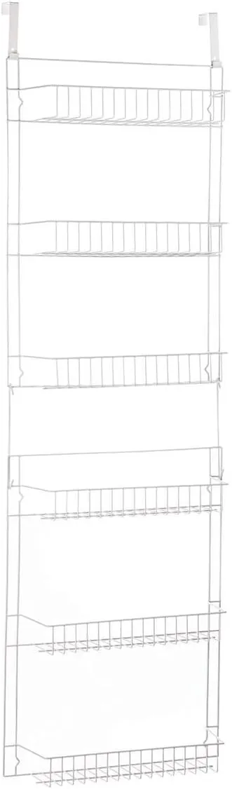 Miles Kimball Over The Door Kitchen Storage Organizer, White Vinyl-Coated Metal Wire - Measures 18 3/4" Wide x 52" High