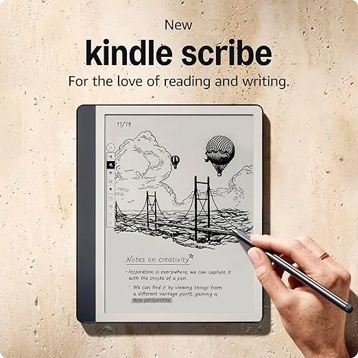 New Amazon Kindle Scribe (16GB) - Redesigned display with uniform borders. Now write directly on books and documents. With built-in notebook summarization. Includes Premium Pen - Tungsten