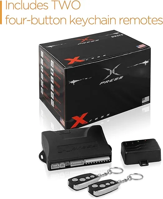 XO Vision DX382 Universal Car Alarm System with Two 4-Button Remotes