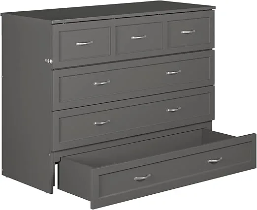 AFI Deerfield Murphy Bed Chest Full w/Charger Grey