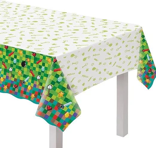 Pixel Party Plastic Table Cover - 54" x 96" (1 Pc.) - Colorful & Fun Party Supplies, Perfect For Birthdays, Themed Parties & More