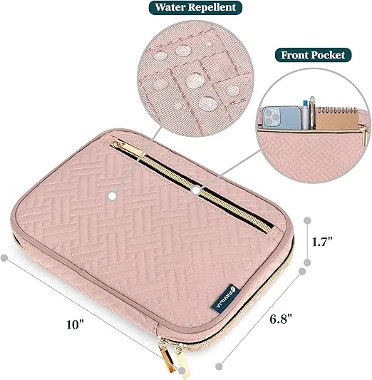 PAVILIA Travel Cord Organizer, Electronic Organizer Travel Case, Tech Organizer Travel Case, Cable Organizer Travel Storage, Small Charger Cord Bag Pouch, Travel Accessories Tech Gifts Men, Pink Quilt