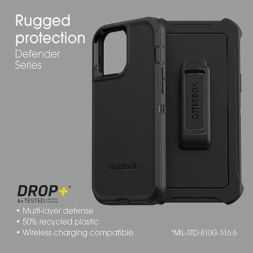 OtterBox Defender Series Screenless Edition Case for iPhone 13 Pro Max & iPhone 12 Pro Max (Only) - Holster Clip Included - Non-Retail Packaging - Black