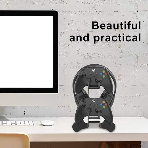 Controller Holder, Game Controller Rack Headset Stand for Xbox Series X S/Xbox one / PS5 / PS4 / NS/PC/Headset, Aluminum Metal Headset Mount Universal Organizer for Video Game Accessories