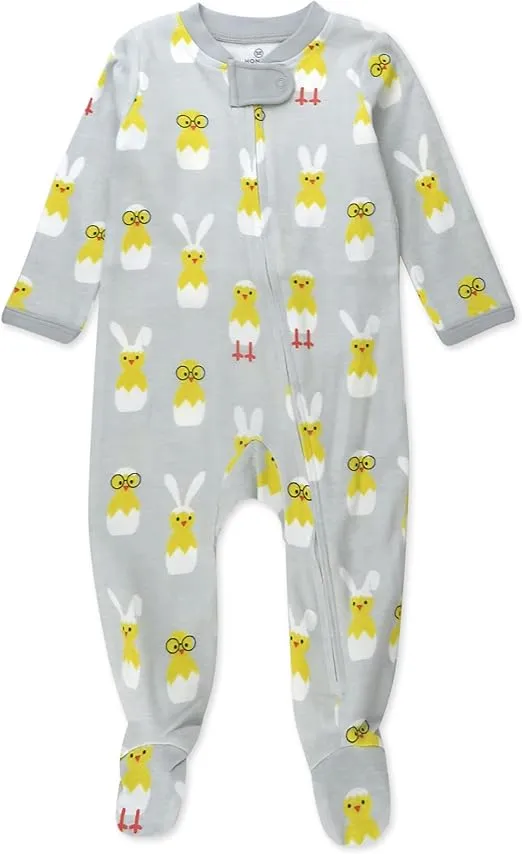 HonestBaby Baby Holiday Sleep and Play Footed Holiday Pajamas One-piece Sleeper Zip-front Organic Cotton Pjs