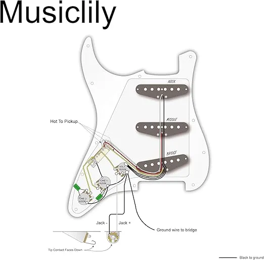 Musiclily SSS Loaded Pickguard Strat Prewired Pickguard with Single Coil Pickups Set for Strat Style Electric Guitar, 4Ply Pearl White