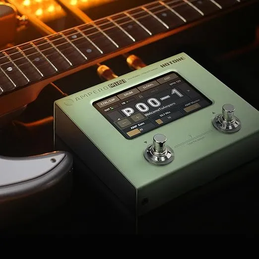 Hotone Ampero Mini MP-50 Guitar Bass Amp Modeling IR Cabinets Simulation Multi Language Multi-Effects with Expression Pedal Stereo OTG USB Audio Interface (MUSTARD)