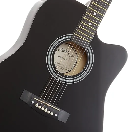 Ashthorpe 41-inch Beginner Cutaway Acoustic Guitar Package (Black), Full Size Basic Starter Kit w/Gig Bag, Strings, Strap, Tuner, Picks