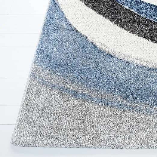 SAFAVIEH Hollywood Collection Runner Rug - 2'3" x 6', Grey & Blue, Mid-Century Modern Design, Non-Shedding & Easy Care, Ideal for High Traffic Areas in Living Room, Bedroom (HLW766F)