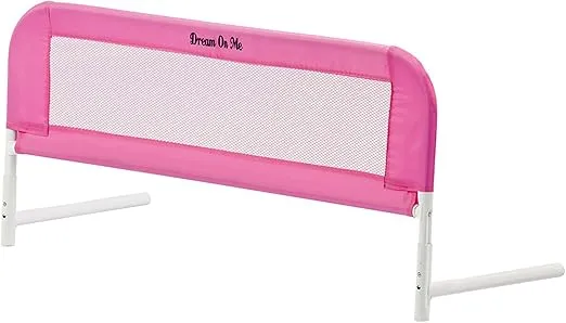 Dream On Me Lightweight Mesh Security Adjustable Bed Rail for Toddler with Breathable Mesh Fabric in Blush Pink