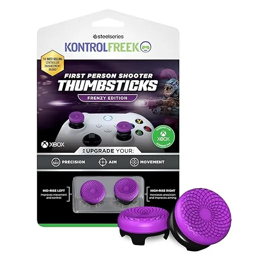 KontrolFreek FPS Freek Frenzy for Xbox One and Xbox Series X Controller | Performance Thumbsticks | 1 High-Rise, 1 Mid-Rise | Purple/Black