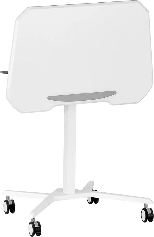 Techni Mobili White Sit to Stand Mobile Laptop Computer Stand with Height Adjustable and Tiltable Tabletop