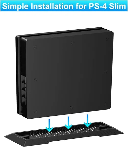 Younik Vertical Stand for PS4 Slim, Built-in Cooling Vents and Non-Slip Feet Steady Base Mount for PS4 Slim, Black