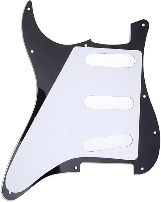 Musiclily SSS 11 Hole Strat Pickguard Electric Guitar Pick Guards Scratch Plate for Fender USA/Mexican Standard Stratocaster Modern Style Electric Guitar,3Ply Black