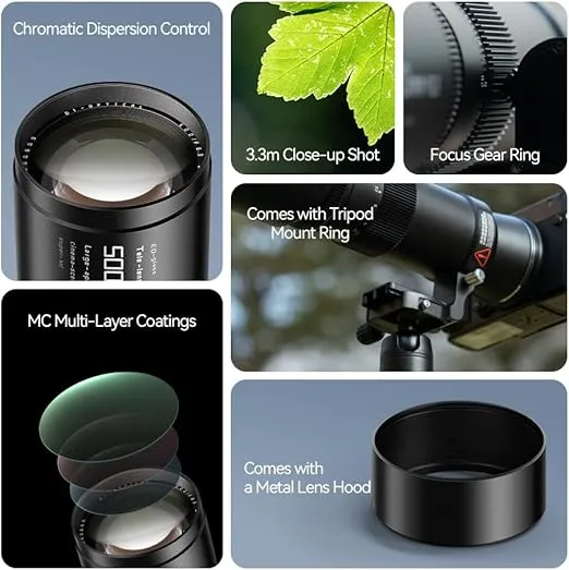 TTArtisan 500mm F/6.3 Supertelephoto Lens Manual Focus Full Frame Lenses (Canon EF Mount)