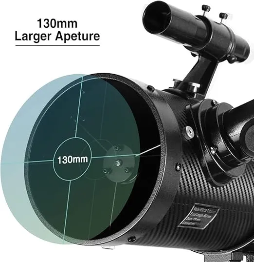 Telescope 130EQ Newtonian Reflector Telescopes for Adults, Professional Telescopes for Adults Astronomy, Comes with 1.5X Barlow Lens Smartphone Adapter & 13% T Moon Filter