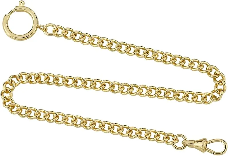 Gotham Gold-Tone Stainless Steel Pocket Watch Chain Fob Curb Link 14" # GWCGTLCHAIN