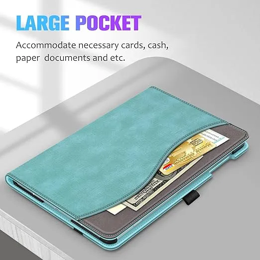 Fintie Case for Samsung Galaxy Tab S10 Plus/ S9 Plus/ S8 Plus/ S7 FE/ S7 Plus 12.4 Inch, Multi-Angle Viewing Protective Cover with Pocket, Auto Sleep/Wake, Turquoise